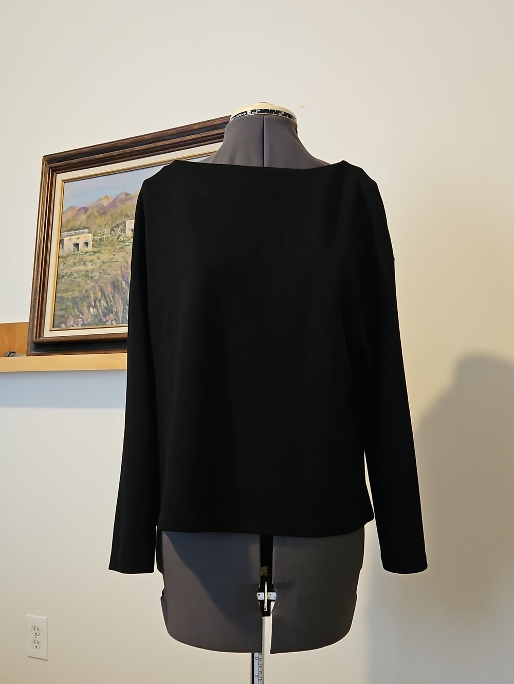 H&M Black Long-Sleeve Boat Neck Top